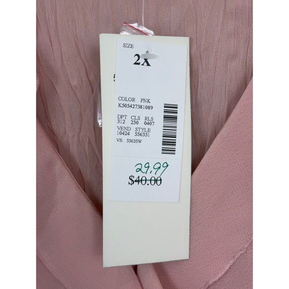 New York City Design Co Separates Crinkle Crepe Blouse Women’s Sz 2X NWT PINK - Picture 4 of 12